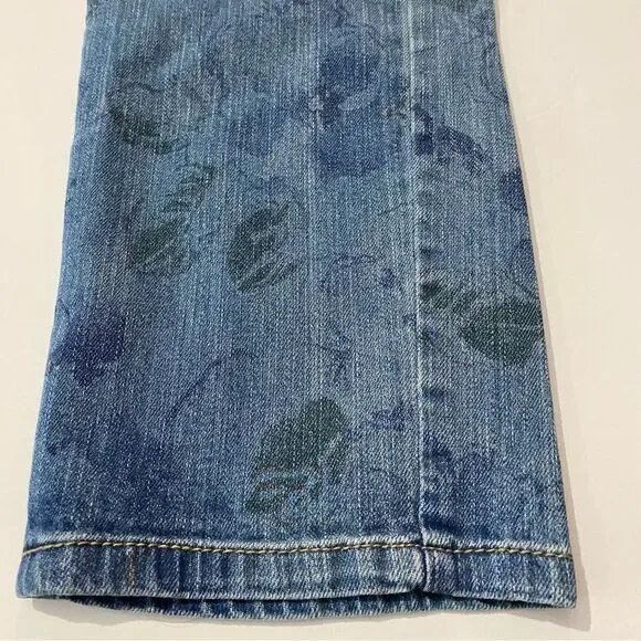 J. Jill Denim Straight Fit Slim Boyfriend Ink Stamped Floral Print Jeans Size 8 - Picture 10 of 13